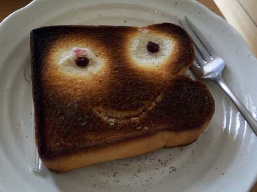 burnt toast smiling