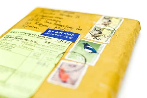 package with yellow envelope