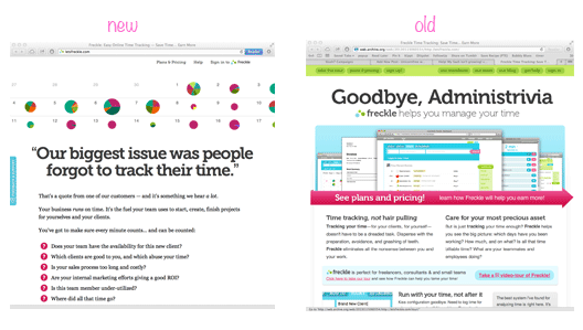 Noko landing pages old vs new