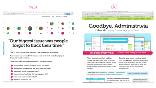 Noko landing page comparison old vs new