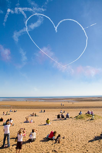 heart shaped vapor trail in sky