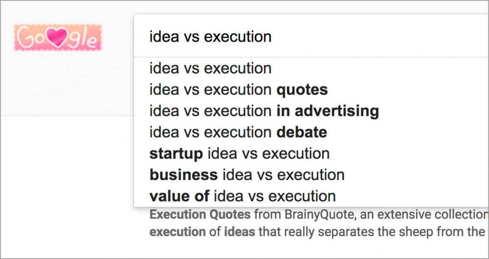 idea vs execution google search results