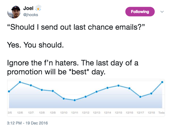 Joel Hooks Twitter about haters