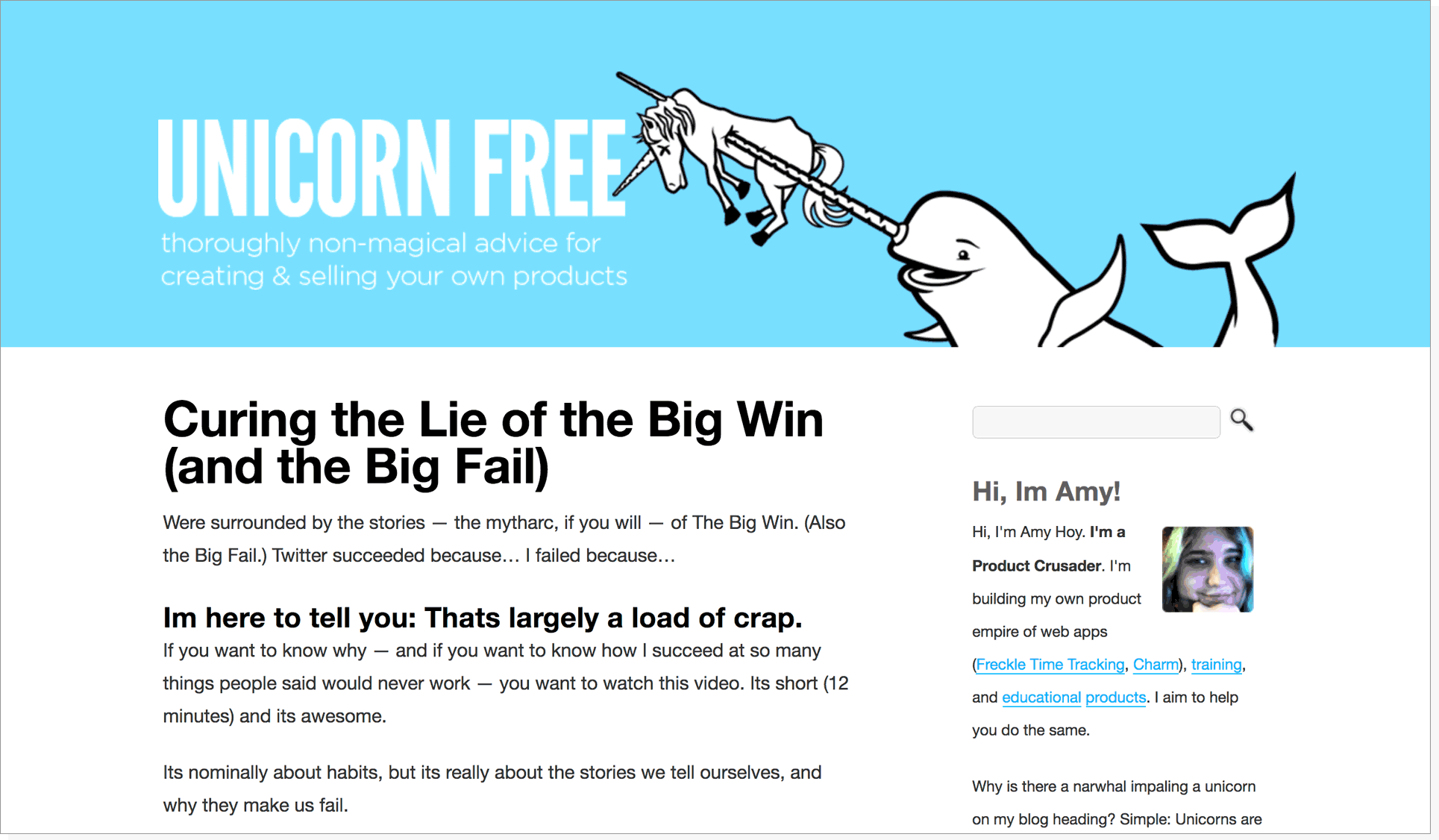 screenshot of the old, old Unicorn Free site