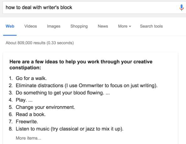 How to deal with writer's block \- Google Search